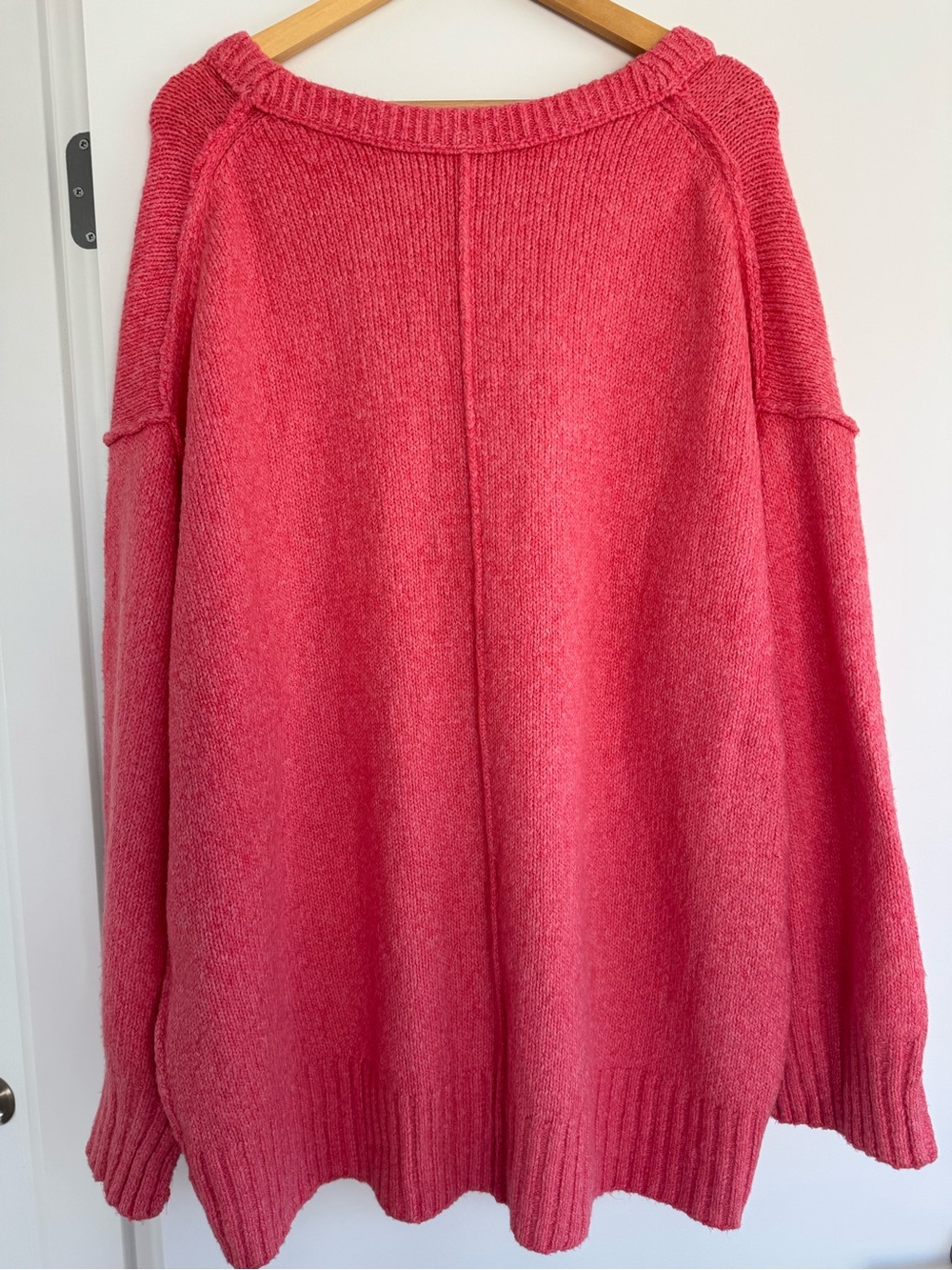 Free People Brookside Oversized Coral Pink Knit Tunic Sweater - Picture 5 of 8